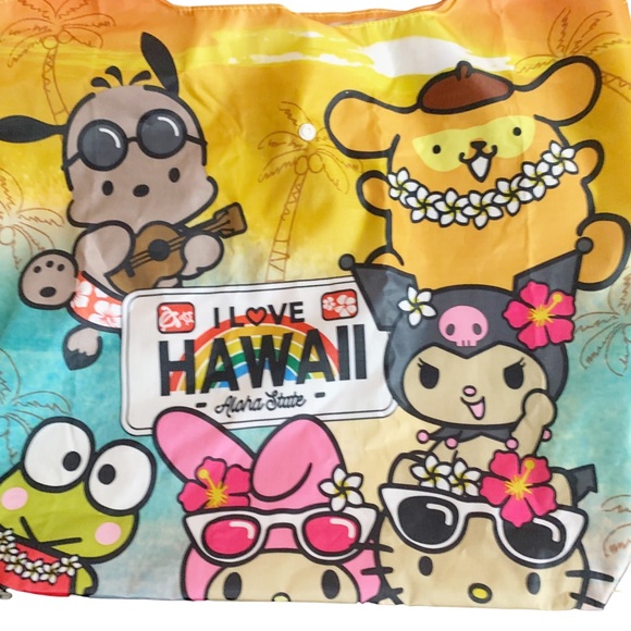 I Love Hawaii Sanrio Character Tote Bag Hello Kitty Keroppi Pochacco - Picture 4 of 6